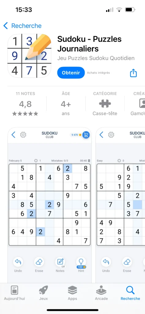 Sudoku jeu pour ios iphone ipad