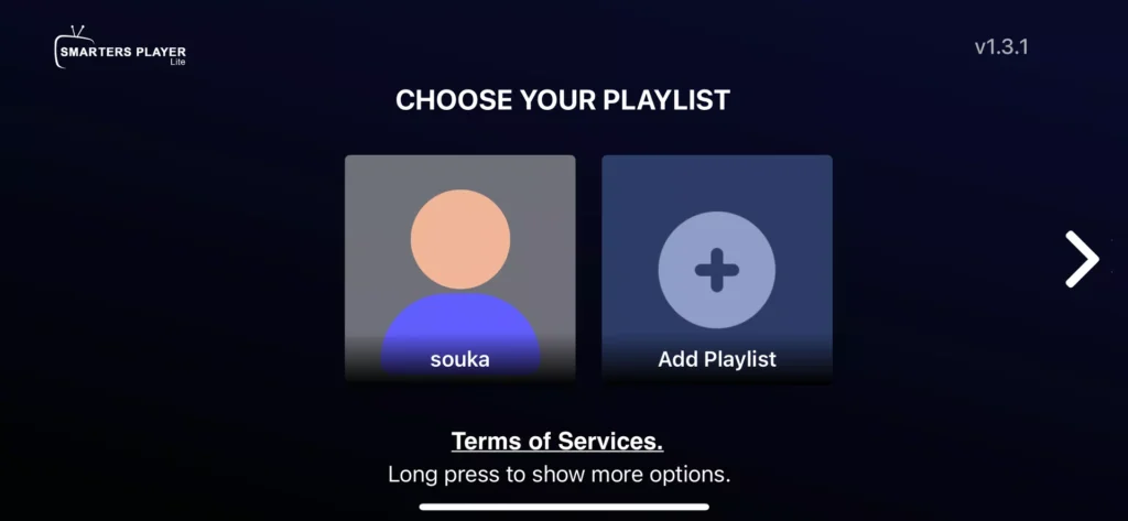 playlist disponible dans l'application